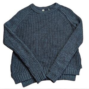 Margaret O'leary Chunky Waffle Knit Luxury Cotton Pullover Crew Neck Sweater XS